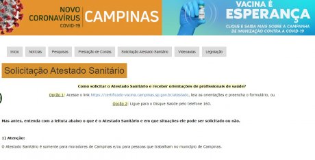 Reprodução: site da prefeitura de Campinas/SP