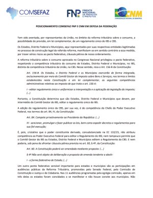 FNP e entidades se manifestam contra regulamento único na reforma tributária