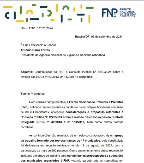 FNP apresenta propostas à ANVISA sobre revisão de resoluções sanitárias em consulta pública