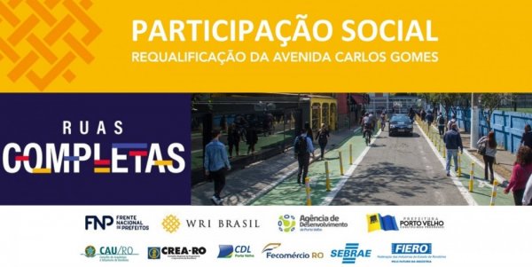 Porto Velho promove duas oficinas de Ruas Completas